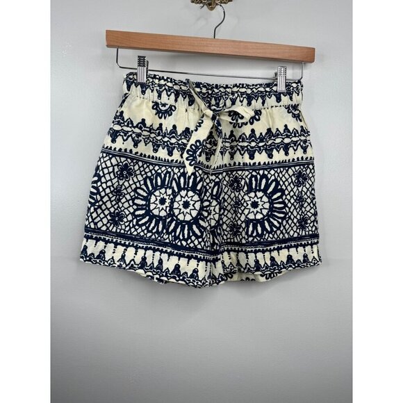 Tuckernuck Love the Label Dagmar Ivory and Navy Printed Ramona Shorts Size XS - Picture 5 of 7
